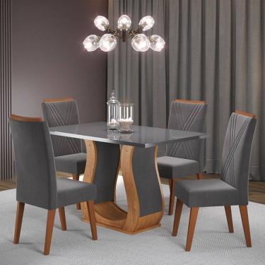 Imagem de Mesa de Jantar 4 Lugares Universe com Vidro Marrom/Grafite - Viero Móveis