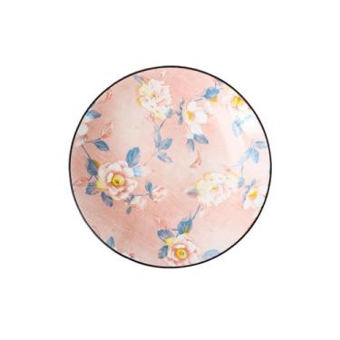 Imagem de Prato de cerâmica de camélia estilo chinês para comida doméstica, prato de colher, tigela de sopa, tigela de arroz, conjunto de utensílios de mesa, tigela de arroz - prato de arroz de 20 cm