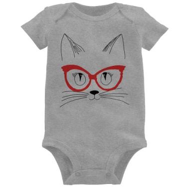 Imagem de Body Bebê Gato De Óculos - Foca na Moda, Cinza, P