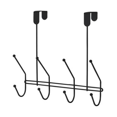 Imagem de Suporte Arthi para Porta Black com 4 Ganchos Duplos