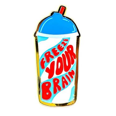Imagem de Broche esmaltado Freeze Your Brain - Série divertida - Broche de lapela esmaltado - Emblema banhado para roupas, bolsas e cordões, Standard, Zinco, Sem Pedra Preciosa