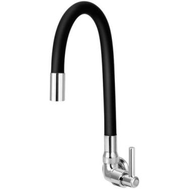 Imagem de Torneira Para Cozinha De Parede Bica Flexível Gourmet Preto CasaGrande