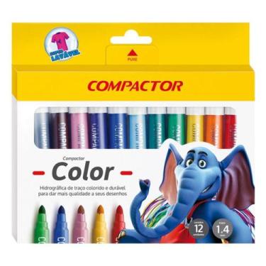Imagem de Canetinha Hidrográfica Color - 12 Cores - Compactor