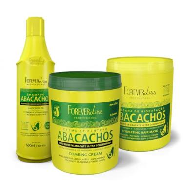 Imagem de Kit Tratamento Capilar com Abacate Abacachos Shampoo 500ml, Máscara e Creme 950g Forever Liss