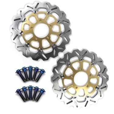 Imagem de Discos de freio dianteiros flutuantes com parafusos de montagem para Kawasaki ZG1400 Concours 1400 2008-2010 ABS 08-20, Ninja ZX14R 06-17 ABS 13-17, GTR 1400 07-16, ZZR 1400 2006-2007 ABS 2006 - Ouro