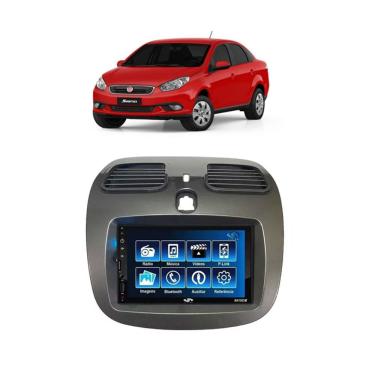 Imagem de Kit Multimídia Grand Siena Mold Champanhe 2012 / 2019 Mp5 Bt Usb Fm Leitor SD Espelhamento