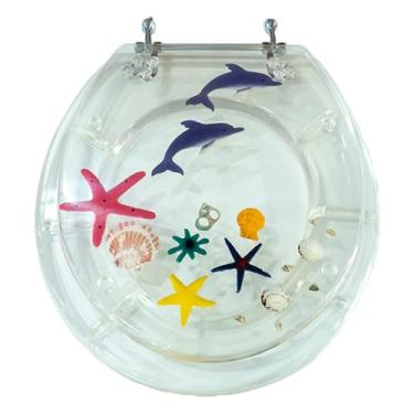 Imagem de Assento Sanitário Poliéster Ravena Branco/Transparente Decorado Fundo do Mar