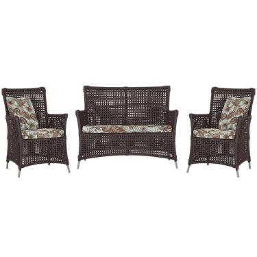 Imagem de Jogo Sofá e 2 Poltronas de Área Igapó Alumínio Pintura Fendi Corda Náutica Estofado 6 Trama