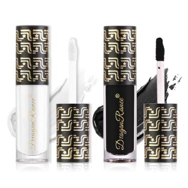 Imagem de 2 peças de batom líquido fosco preto e branco - acabamento veludo, de longa duração, à prova d'água, antiaderente, matiz labial de Halloween, maquiagem Labiales Mate 24 Horas Originales