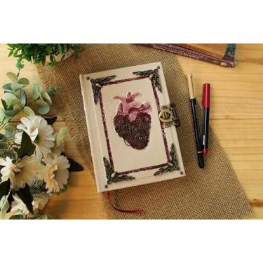 Imagem de Caderno Feito à Mão Couro Steampunk Diário A5 200 Folhas