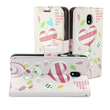 Imagem de Para Samsung Galaxy J7 (2018), J7 Refine, J7 Star, J7V 2ª geração SM-J737 - Capa carteira flip imagem + protetor de tela de vidro temperado - urso