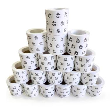 Imagem de Kit Etiqueta Adesiva Tamanhos Infantis Numeros Confecção Roupas 5 Rolo