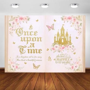 Imagem de Avezano Once Upon a Time Pano de fundo para meninas, floral, castelo de princesa, conto de fadas, decoração de festa de aniversário, flores, borboleta, tema de histórias, fotografia de fundo para chá