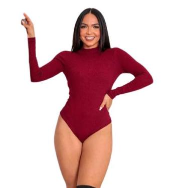 Imagem de Body Canelado Feminino Blusa Justa Malha Canelada Casual Confortável -