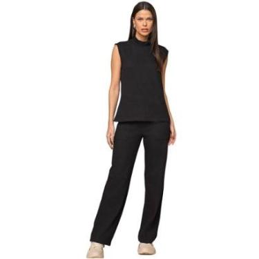 Imagem de Calça Confort Lado Avesso Relax Tricot Feminina-Feminino