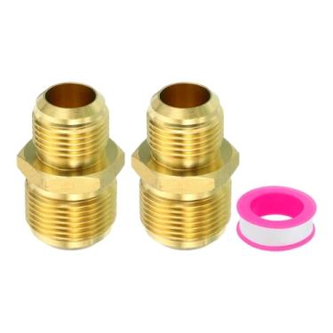 Imagem de PATIKIL Conector de alargamento macho de 5/20.3 cm x 3/10.2 cm, adaptador SAE de latão de alargamento de 45 graus, acoplador de tubo de união redutor, encaixe de tubo flare para refrigeração de linha