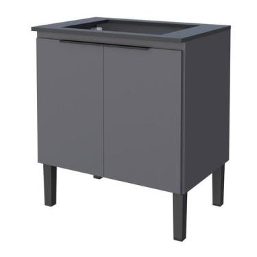 Imagem de Balcão Cooktop de Cozinha em Madeira 5 Bocas Cinza c/ Tampo Cisne Cozi