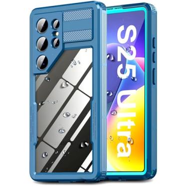 Imagem de Hllhunkhe Capa para Samsung Galaxy S25 Ultra, [protetor de tela embutido] [IP68 à prova d'água à prova de poeira] Capa protetora subaquática robusta para Galaxy S25 Ultra 5G - Azul