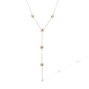 Imagem de OIDIMS Colar gargantilha feminina banhada a ouro 14 k com franja ajustável em forma de Y com pingente da sorte, joia minimalista e delicada para ela na moda, Adjustable, Titânio de aço, Sem Pedra