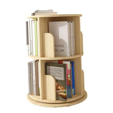 Imagem de AKALNNB Estante giratória de 360°, rack de CD de 6 camadas, organizador de estante estreito de madeira, prateleiras com design aberto, fácil de montar para sala de estar, escritório, sala de estudo