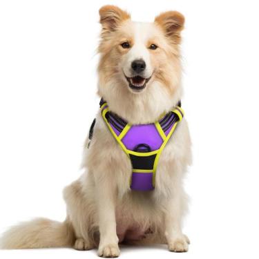 Imagem de Arnês para cães rabbitgoo No Pull ajustável roxo e amarelo M