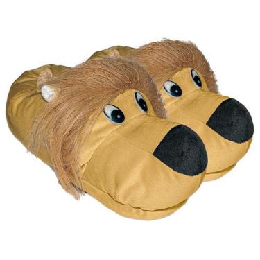 Imagem de Pantufa Masculina Leão Pelúcia Quentinha Solado Borracha - EGL, P 31/3