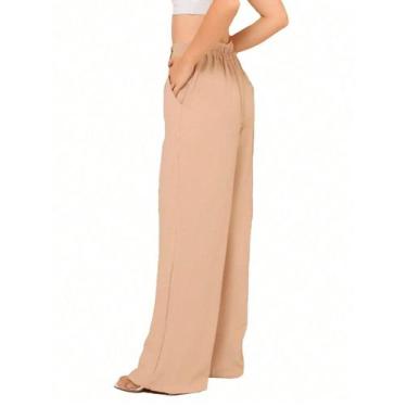 Imagem de Calça Feminina Pantalona Duna Alfaiataria Social com Elastico Cós alto