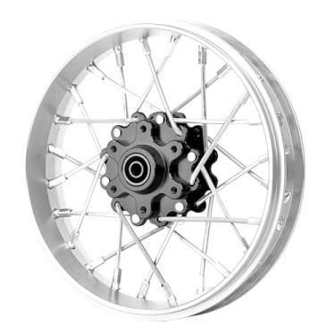 Imagem de BeaxTurbo Racing Upgrade Parts CNC Aluminum Front Spoke Wheel for Losi Promoto MX 1/4 Silver Ring LOS46002 (Silver-Black)