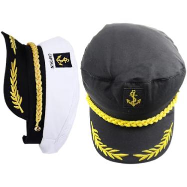 Imagem de BESTOYARD 2 peças chapéu capitão marinheiro capitães branco para mulheres boné almirante marinho roupa de iate homens barco capitão chapéu vela chapéu marinheiro chapéu feminino ajustável mulher