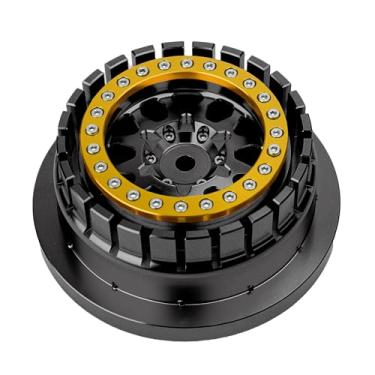 Imagem de BeaxTurbo racing upgrade parts CNC Aluminum Beadlock wheel V2 fits Proline Hyrax Tire For Traxxas UDR 1/7 black 1PCS (black-gold)