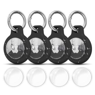 Imagem de Meliya Suporte impermeável para Airtag com chaveiro Apple AirTag, pacote com 4, capa rígida para AirTag, capa antiarranhões para localizador de itens GPS, bagagem, coleira para animais de estimação