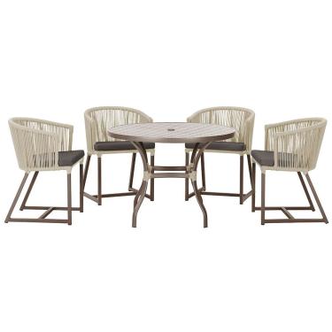 Imagem de Mesa com 4 Cadeiras de Jantar Roma 100cm e Noronha em Aluminío