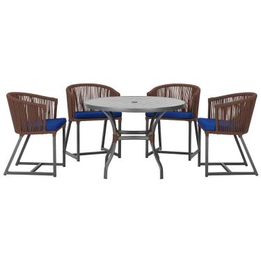 Imagem de Mesa com 4 Cadeiras de Jantar Roma 100cm e Noronha em Aluminío