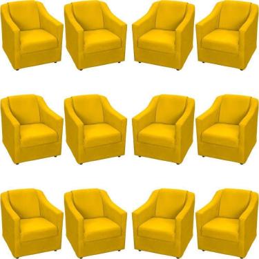 Imagem de Kit 12 Poltronas Mila Pé De Plástico Cromado - Amarelo Suede