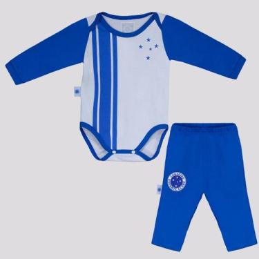 Imagem de Kit Body Cruzeiro Jogo Infantil Branco e Azul - Reve Dor, M
