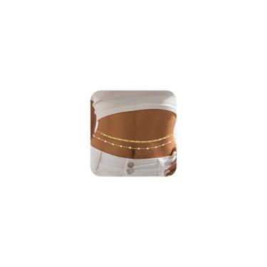 Imagem de BERISO Corrente feminina banhada a ouro 14K – Corrente sexy de contas de cintura, joia ajustável para o corpo de praia, corrente de barriga de biquíni elegante, joia corporal em camadas para festival