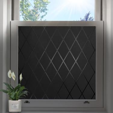 Imagem de bofeifs Película blackout para janela, bloqueio de UV, película de janela de privacidade de treliça, fixação estática de vidro fosco, capa decorativa para porta de casa de banho (60 x 400 cm)