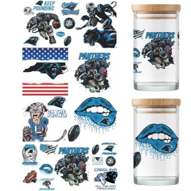 Imagem de Envelopes de copo de 4 folhas de futebol americano UV Dtf para copos de vidro de 473 ml, adesivos de transferência à prova d'água Super Bowl para móveis de madeira, carro, artesanato, decoração