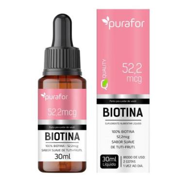 Imagem de Biotina liquida 52,2mcg 30ml QUALITY l Cabelo e Pele l PURAFOR QUALITY