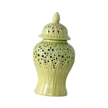 Imagem de WeiLaiKeQi Jar de gengibre de cerâmica mesa central peça multifuncional Organizador de armazenamento de presentes Vasos decorativos com tampa para sala de jantar