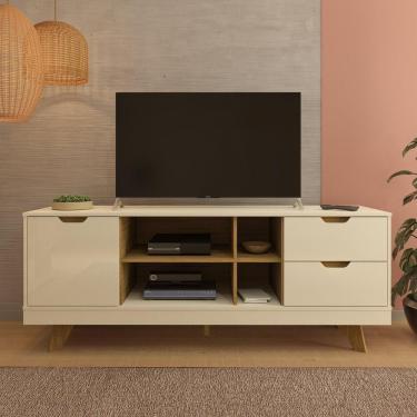 Imagem de Rack Tv 65" 1 Porta E 2 Gavetas Multimóveis Cr45173 Off White/Carvalho Off White/Carvalho