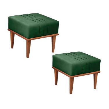 Imagem de Conjunto - 2 Puffs Banqueta Maya Luxo Castellar Móbile Veludo Verde
