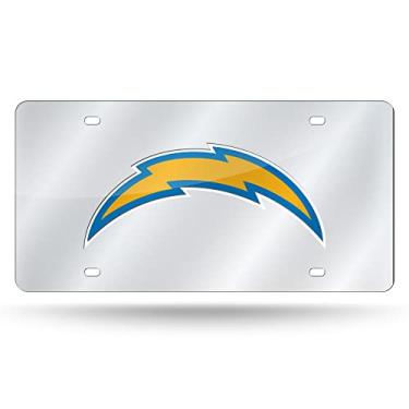 Imagem de Rico Industries Placa de licença de metal incrustada a laser NFL Los Angeles Chargers, prata