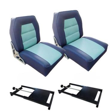 Imagem de Par de cadeiras almofadadas para barco de alumínio ou lancha com supor