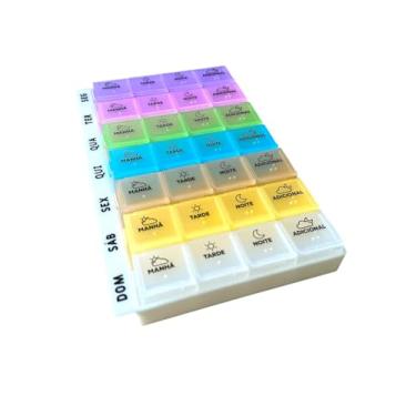 Imagem de MBB Shop - Caixa Organizador Porta Comprimido Remédio Vitaminas Semanal 2 x Por Dia Manhã e Noite - 28 Compartimentos - Premium (Multicolorido)