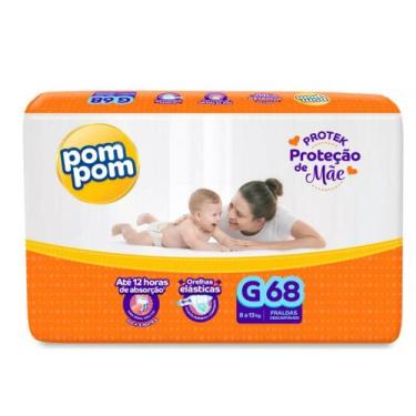 Imagem de Fralda Descartável Bebê Pom Pom Hiper Derma Protek Proteção De Mãe 8 a