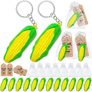Imagem de CiciBear Pacote Com 36 Lembrancinhas De Festa Milho Macio 12 Chaveiros, Etiquetas E Sacolas Presente Para Temática Vegetais, Chá Bebê, Utensílios Cozinha Verão, Alívio Do Estresse