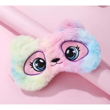 Imagem de Máscara de Dormir Panda colorido fofo Tapa olho menina ursinho urso pelúcia sono viagem pijama