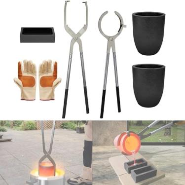 Imagem de Nelyrho Conjunto De Pinças Para Cadinho 12 Kg Profissional Com 2 Cadinhos Grafite Kg, Pinças, Molde Lingote E Luvas, Fundição Metal