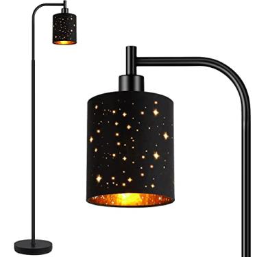Imagem de AUQUEE Luminária De Piso Industrial, Luminárias Pé Modernas Para Quarto Com Lâmpada Led 6 W, Pedal, Abajur Decorativo Fazenda, Alta Metal, Sala Estar Vintage, Preta